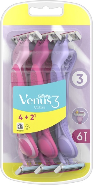 Бритвы Venus 3 Colors одноразовые женские, 6 шт