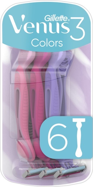 Бритвы Venus 3 Colors одноразовые женские, 6 шт