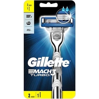 Бритва Gillette Mach 3 Turbo с 2 сменными картриджами