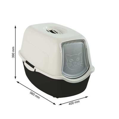 Туалет закритий Rotho MyPet Cat Toilet Bailey ECO для котів з фільтром, колір пісочний/чорний