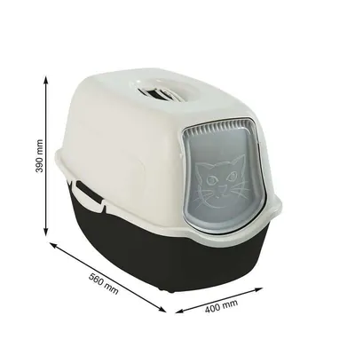 Туалет закритий Rotho MyPet Cat Toilet Bailey ECO для котів з фільтром, колір пісочний/чорний