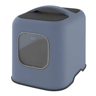 Туалет закрытый Rotho MyPet Cat Toilet Biala ECO для кошек с фильтром и совком в комплекте, цвет синий