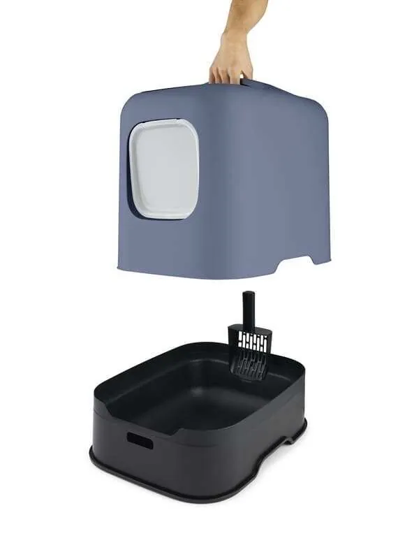Туалет закритий Rotho MyPet Cat Toilet Biala ECO для котів з фільтром та совком у комплекті, колір синій