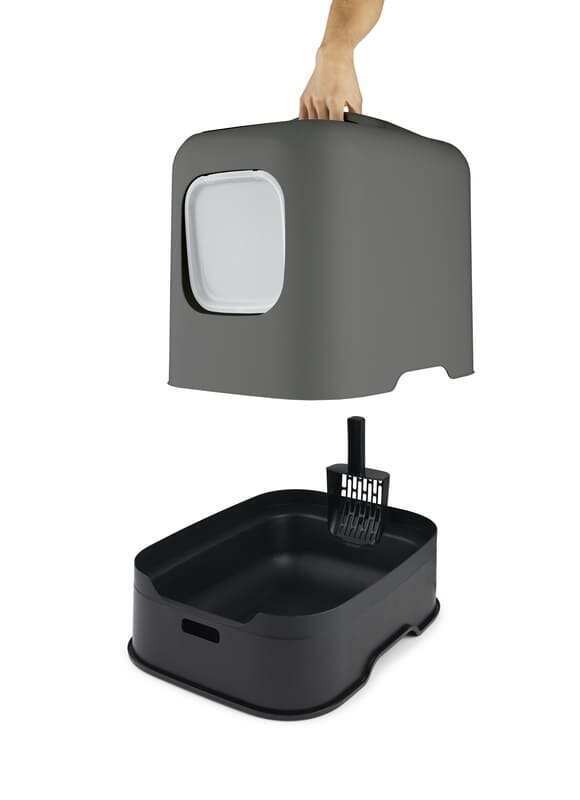 Туалет закрытый Rotho MyPet Cat Toilet Biala ECO для кошек с фильтром и совком в комплекте, цвет антрацит