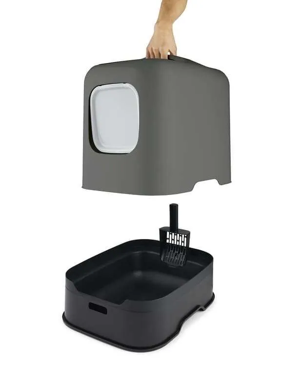Туалет закритий Rotho MyPet Cat Toilet Biala ECO для котів з фільтром та совком у комплекті, колір антрацит