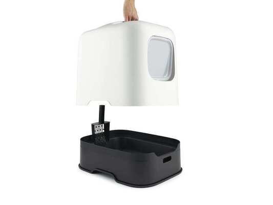 Туалет закрытый Rotho MyPet Cat Toilet Biala ECO для кошек с фильтром и совком в комплекте, цвет белый
