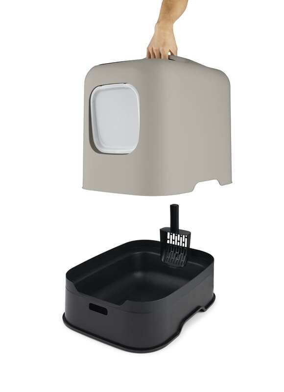 Туалет закритий Rotho MyPet Cat Toilet Biala ECO для котів з фільтром та совком у комплекті, колір капучино
