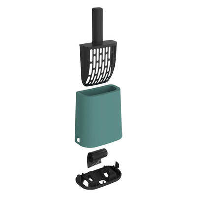 Совок Rotho MyPet на підставці для котячого туалету Toilet Biala ECO, колір зелений