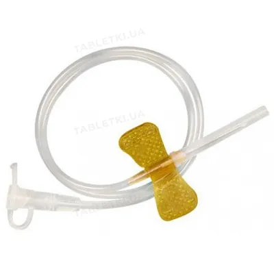 Катетер внутрішньовенний Alexpharm Butterfly тип метелик 20G, жовтий, 1 штука