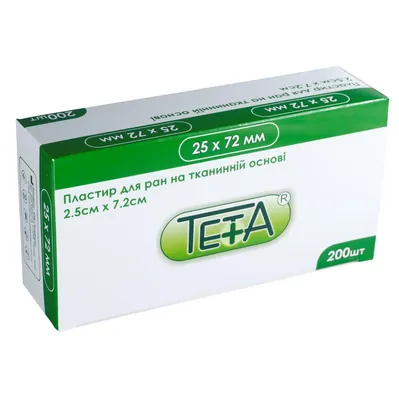 Пластир бактерицидний Teta на тканинній основі 2,5 см х 7,2 см, 1 штука