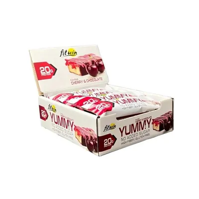Батончик протеїновий FitWin YummY Bar з начинкою вишня та шоколад, 12 штук по 55 г