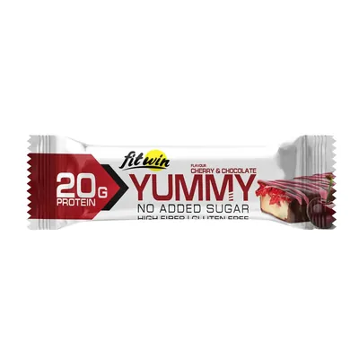 Батончик протеїновий FitWin YummY Bar з начинкою вишня та шоколад, 12 штук по 55 г