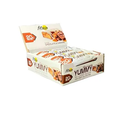 Батончик протеїновий FitWin YummY Bar з начинкою шоколад і карамель, 12 штук по 55 г
