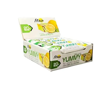 Батончик протеїновий FitWin YummY Bar з начинкою лимон і мохіто, 12 штук по 55 г