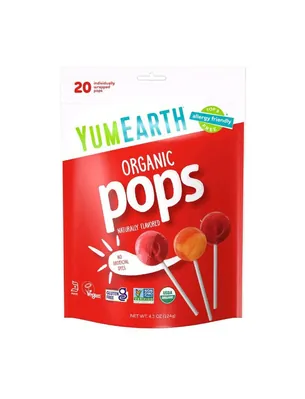 Льодяники органічні YumEarth Organic Pops асорті 119,1 г, 20 льодяників в індивідуальній упаковці