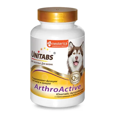 Вітаміни Unitabs ArthroActive з глюкозаміном для суглобів, для собак, 100 таблеток