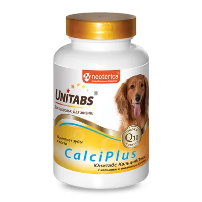 Вітаміни Unitabs CalciPlus U204 кальцій, фосфор і вітамін D для собак, 100 таблеток
