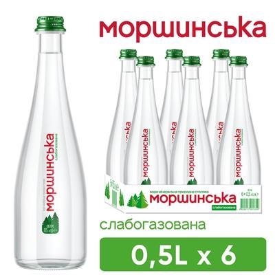 Вода минеральная Моршинская Premium слабогазированная, стеклянная бутылка, 0,5 л