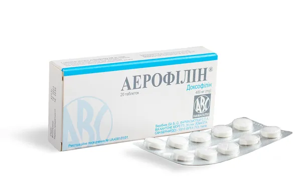 Аерофілін таблетки по 400 мг №20 (10х2)
