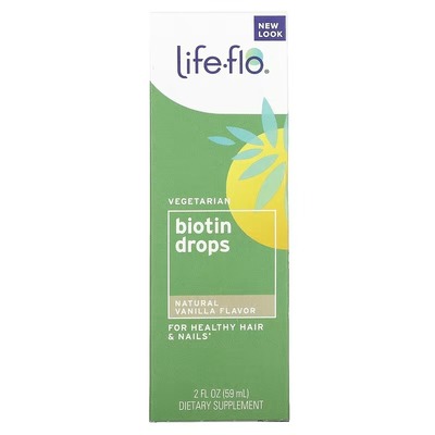 Биотин + Д3 Life Flo Biotin 10000 мкг + D3 200 МЕ натуральная ваниль капли, 59 мл