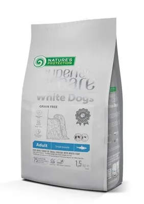 Корм сухий Nature's Protection White Dogs Grain Free with white fish Adult Small and Mini Breeds для собак, 1,5 кг
