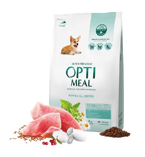Корм сухой Optimeal для щенков всех пород со вкусом индейки, 4кг