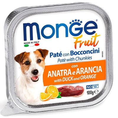 Корм влажный Monge Dog Fruit паштет для собак, утка с апельсином, 100 г