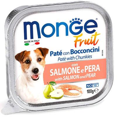 Корм влажный Monge Dog Fruit паштет для собак, лосось с грушей, 100 г