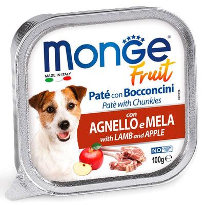 Корм влажный Monge Dog Fruit паштет для собак, ягненок с яблоком, 100 г