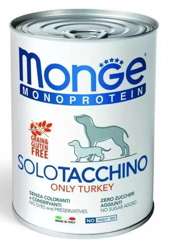 Корм влажный Monge Dog Solo 100% для собак, индейка, 400 г