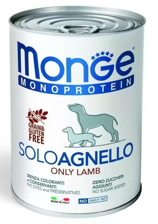 Корм влажный Monge Dog Solo 100% для собак, ягненок, 400 г