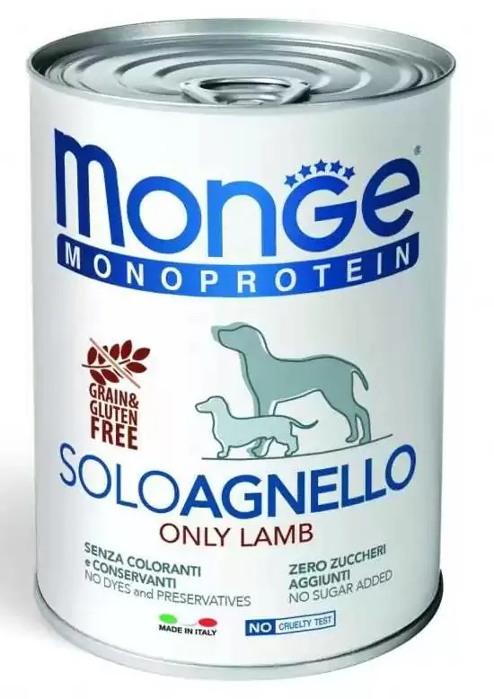Корм вологий Monge Dog Solo 100% для собак, ягня, 400 г