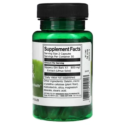 В'язу слизького кора Swanson Slippery Elm Bark 400 мг, 60 капсул
