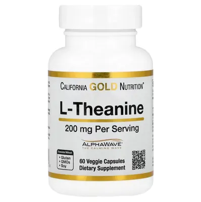 L-теанин California Gold Nutrition L-Theanine 200 мг вег. капсули №60