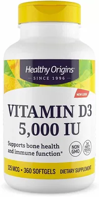 Вітамін Д3 Healthy Origins Vitamin D3 5000 МО, 360 капсул