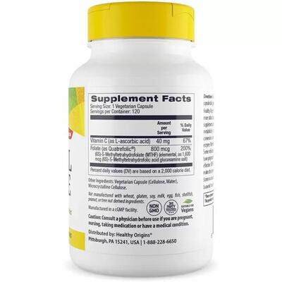 Метилфолат Healthy Origins Methyl Folate 800 мкг, 120 капсул
