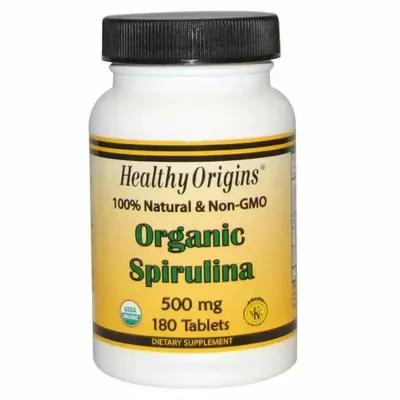 Спіруліна Healthy Origins Spirulina 500 мг, 180 таблеток