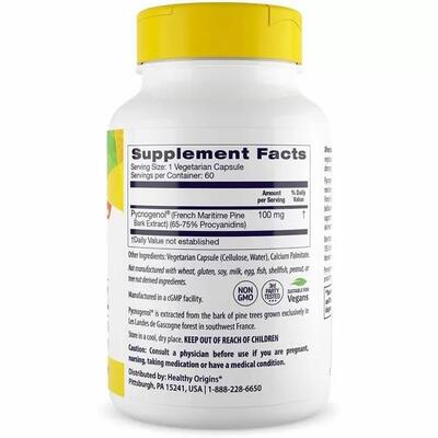 Экстракт сосновой коры Healthy Origins Pycnogenol 100 мг, 60 капсул