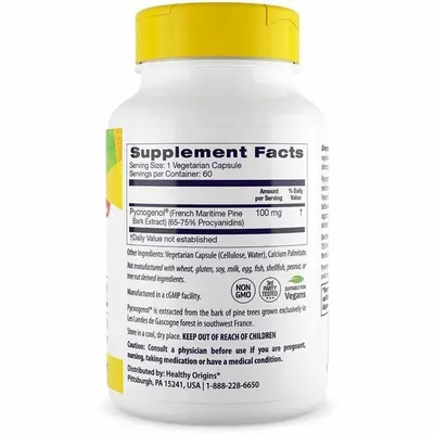 Екстракт соснової кори Healthy Origins Pycnogenol 100 мг, 60 капсул