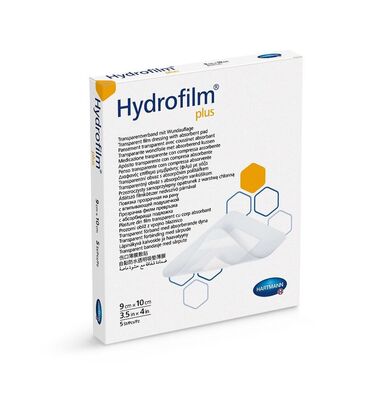 Повязка пленочная Hydrofilm Plus прозрачная с абсорбирующей подушечкой, 9 см х 10 см