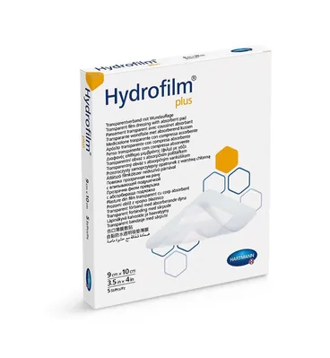 Пов'язка плівкова Hydrofilm Plus прозора з абсорбуючою подушечкою, 9 см х 10 см, 5 штук