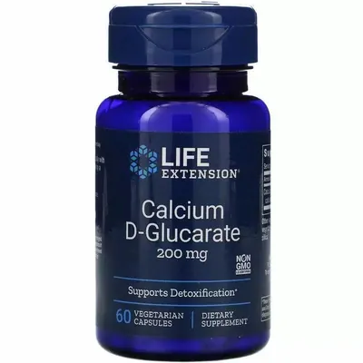 Кальцію D-глюкарат Life Extension Calcium D-Glucarate 200 мг, 60 вегетаріанських капсул