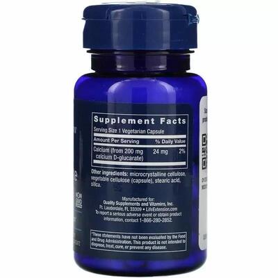 Кальция D-глюкарат Life Extension Calcium D-Glucarate 200 мг, 60 вегетарианских капсул