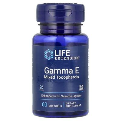 Гамма E змішані токофероли Life Extension Gamma E Mixed Tocopherols, 60 м'яких желатинових капсул