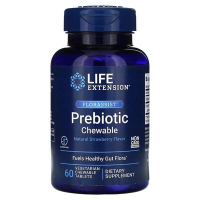 Пребіотики Life Extension Florassist Prebiotic Chewable з натуральним полуничним смаком, 60 жувальних таблеток