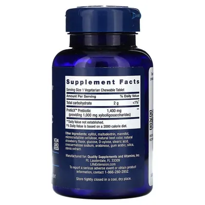 Пребіотики Life Extension Florassist Prebiotic Chewable з натуральним полуничним смаком, 60 жувальних таблеток