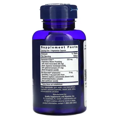 Ресвератрол Life Extension Optimized Resveratrol Elite, 60 вегетаріанських капсул