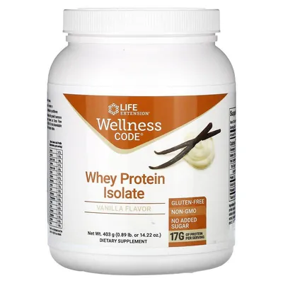 Протеїн сироватковий ізолят Life Extension Wellness Code Whey Protein Isolate ваніль, 403 г