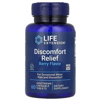 Полегшення дискомфорту Life Extension Discomfort Relief ягоди, 60 вегетаріанських жувальних таблеток
