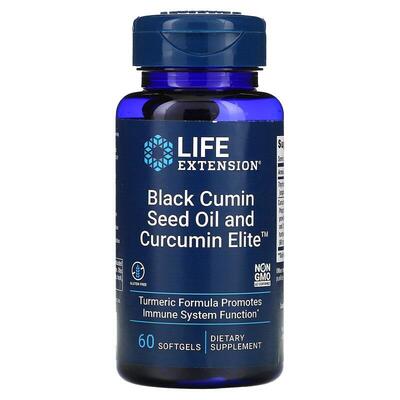 Масло из семян черного тмина с куркумином Life Extension Black Cumin Seed Oil and Curcumin Elite, 60 капсул